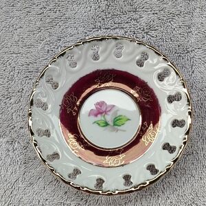Elegant Floral Saucer with Gold Trim